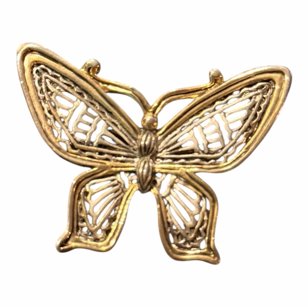 Vintage MJ Gold Tone Butterfly Brooch